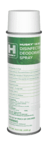 A can of 1230 - Disinfectant Deodorant featuring a white cap and a green label with product information and usage instructions.